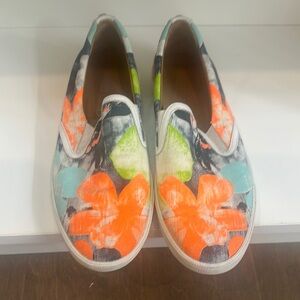 Jimmy Choo Orange and Green Sneakers Vibrant Slip-On Size 38